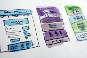 Skizzierte Website-Layouts als Planungsgrundlage für eine Webflow Agentur oder einen Freelancer