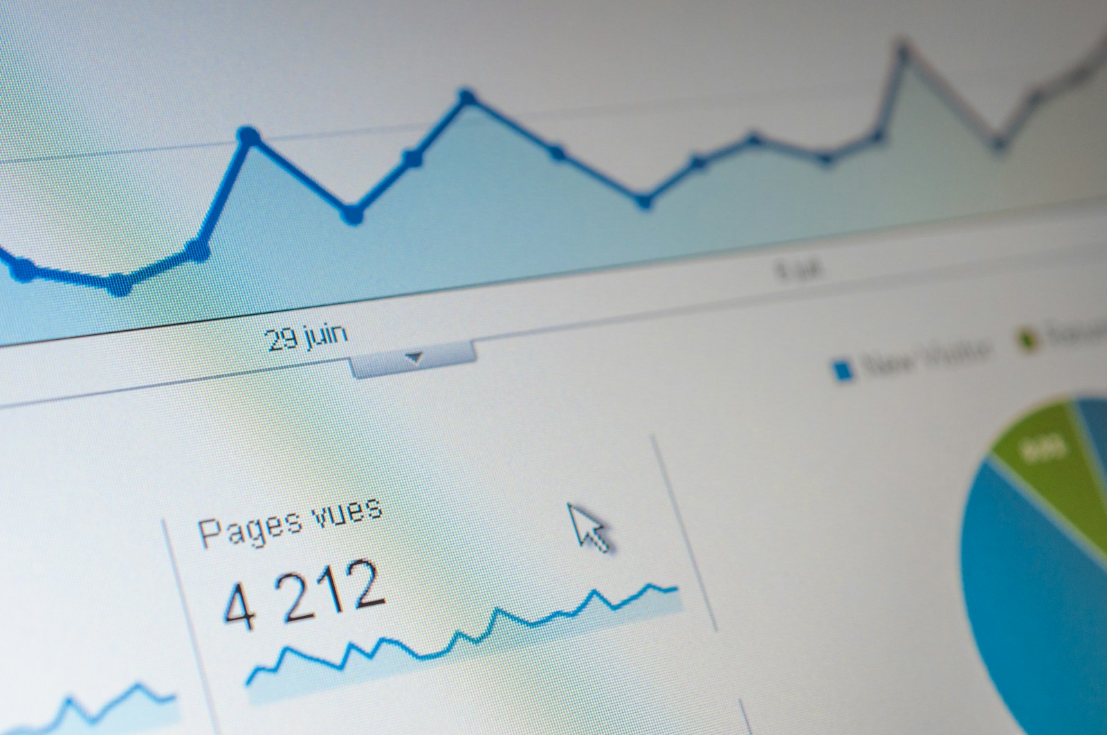 Bildschirm mit Diagramm zur Auswertung von SEO-Backlinks und Sichtbarkeit