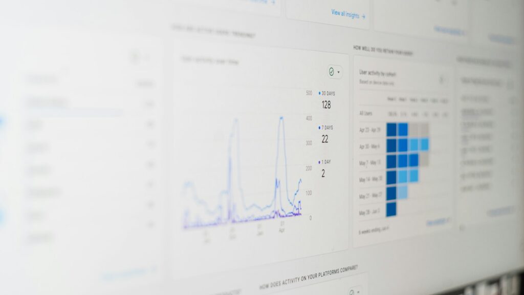 Computerbildschirm mit Daten zur Auswertung der Conversion